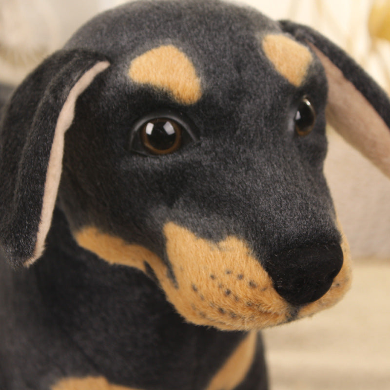 Realistic Black Upright-Eared Dog Plush Toy – Lifelike Stuffed Puppy, Soft Plush Doll & Home Decor